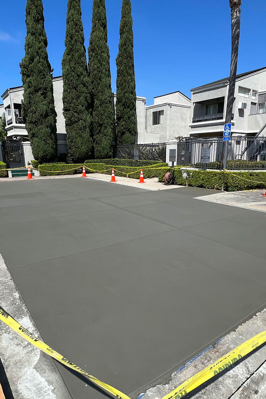 A concrete driveway installation for a house in Los Angeles.